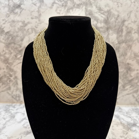 Jewelry - Vintage 30-Strand Gold Tone Seed Bead Torsade‎ Necklace